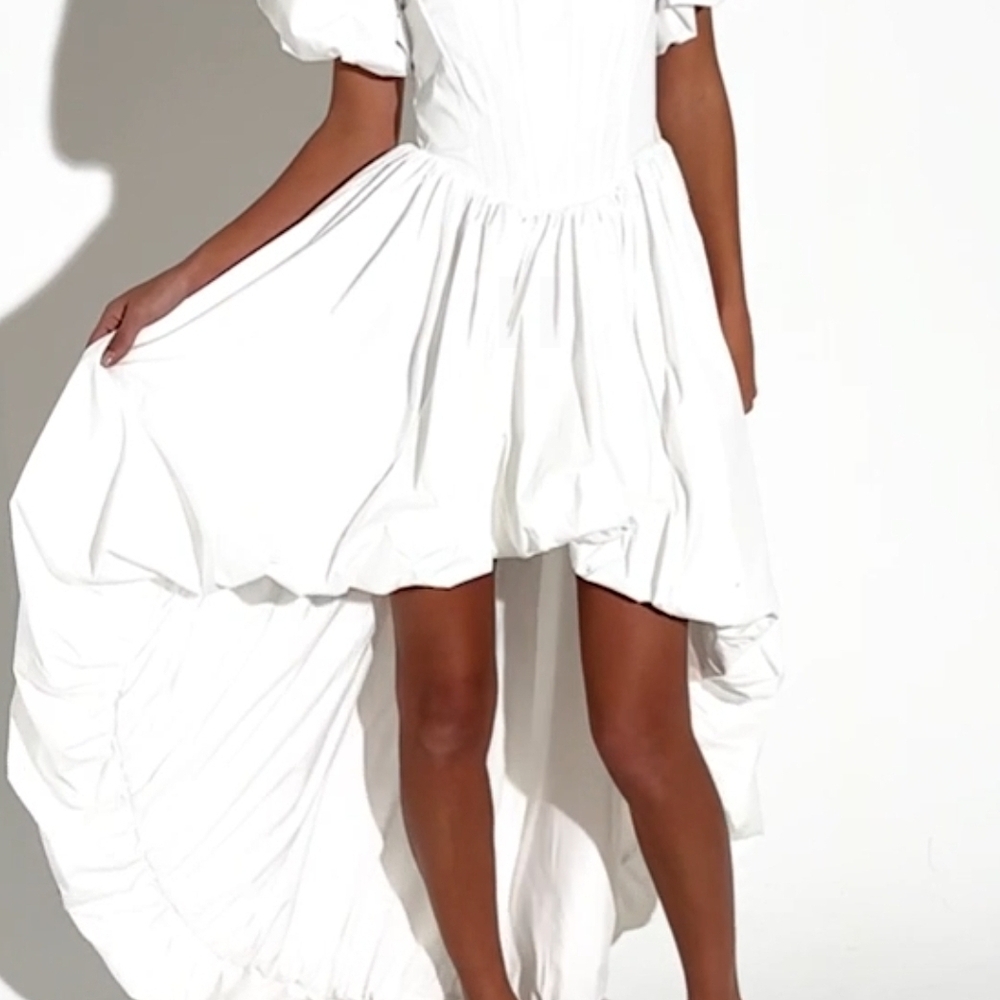 AKIRA White High-Low Sundress with Square Neck